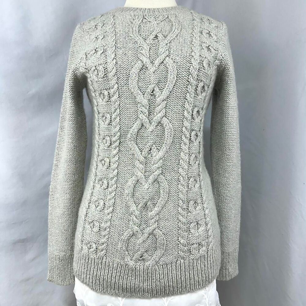 GAP MATERNITY Wool Cream Silver Chunky Cable Knit Fisherman Sweater‎ Womens M